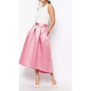 ASOS by Closet prom midi skirt satin pink size 4